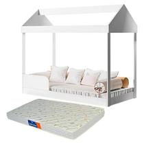 Cama Infantil Com Colchão Incluso Montessoriana Juvenil Casinha MDF Com Grade Lateral Quarto Criança Cama Infantil Com Colchão Incluso Montessoriana Juvenil Casinha MDF Com Grade Lateral Quarto Criança