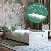Cama Infantil com Colchão Montessoriana Encanto Solteiro com Grade Lateral Mini Cama em MDF para Quarto Infantil Moderna
