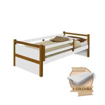 Cama Infantil com Colchão Solteiro Bianca Divaloto - Branco/amêndoa Cama Infantil com Colchão Solteiro Bianca Divaloto - Branco/amêndoa