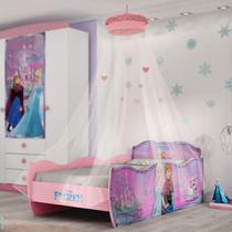 Cama Infantil com Dossel Frozen Disney Star Pura Magia Rosa