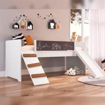 Cama Infantil com Escada Escorregador e Lousa para Desenho Cama Infantil com Escada Escorregador e Lousa para Desenho