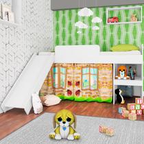 Cama Infantil com Escorregador Playground Branco - Art In Móveis Cama Infantil com Escorregador Playground Branco - Art In Móveis