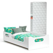 Cama Infantil Com Grade Proteção E Colchão Branco