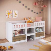 Cama Infantil com Grades de Proteção 193cm 2 Portas e Nichos Cama Infantil com Grades de Proteção 193cm 2 Portas e Nichos