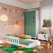 Cama Infantil com Guarda Roupa 3 Portas e Caixa Organizadora