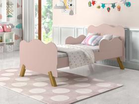 Cama Infantil com pes de madeira angel Rosa