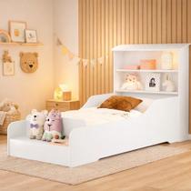 Cama Infantil Com Prateleira Para Brinquedo Liz Proteção Lateral Estilo Moderno Cama Baixa De Chão Cama Infantil Com Prateleira Para Brinquedo Liz Proteção Lateral Estilo Moderno Cama Baixa De Chão