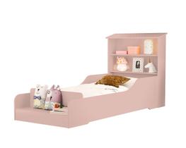 Cama Infantil Com Prateleira Para Brinquedo Liz Proteção Lateral Estilo Moderno Cama Baixa De Chão