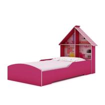 Cama Infantil com proteção lateral e cabeceira Casinha Pink - Gelius