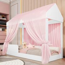 Cama Infantil com Voal Rosa Montessoriana Crystal Cama Infantil com Voal Rosa Montessoriana Crystal