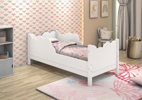 Cama Infantil Cristal em Mdf Proteção Lateral Modelo Nuvem Cores