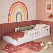 Cama Infantil de Chão Montessoriana de Solteiro Menino Menina com Grade Proteção