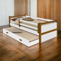 Cama Infantil Diana Branco/Mel c/ Aux. e 02 Colchões