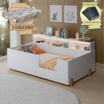 Cama Infantil Doçura Juvenil com Lousa Mágica e Colchão para Quarto Infantil Mdf Premium - Branco Cama Infantil Doçura Juvenil com Lousa Mágica e Colchão para Quarto Infantil Mdf Premium - Branco