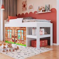 Cama Infantil Elevada Com Cabaninha Solteiro Branco Imaginação Art In Móveis