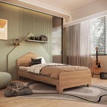 Cama Infantil em Mdf 15cm com Cabeceira Casinha 193cm X 95cm Dylan Louro Freijó / Cru Cama Infantil em Mdf 15cm com Cabeceira Casinha 193cm X 95cm Dylan Louro Freijó / Cru