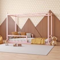 Cama Infantil em Pinus Fortaleza Rosa/Limonada - Ludika Mobilia