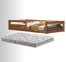 Cama Infantil Encanto Madeira Maciça com Grades de Proteção Design Montessoriano Seguro com Colchão