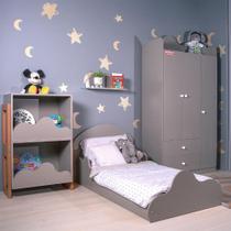 Cama Infantil Estante Guarda Roupa e Prateleira Nuvem MDF