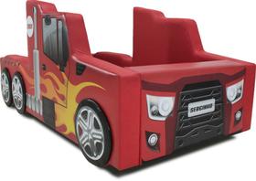 Cama Infantil Hot Truck com rodas sobrepostas - cor vermelha