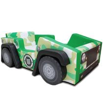 Cama Infantil Jeep Exército com rodas embutidas - cor verde - Cama Carro do Brasil