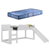 Cama Infantil Joy com Escorregador 21A Branco Acetinado com Colchão Gazin Pura Magia