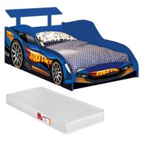 Cama Infantil Juvenil 1,50 x 70 Mc Veloz Com Colchão Impermeável Meninos Quarto Criança Temático Carros de Corrida Fórmula 1