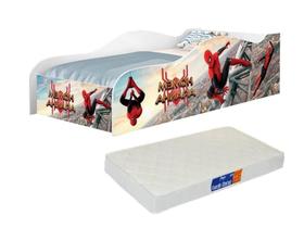 cama infantil juvenil com proteção lateral mdf com colchao baby d18 incluso