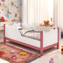 Cama Infantil Juvenil Nuvem com Colchão Branco Rosa