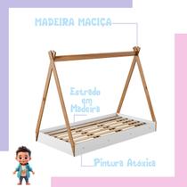 Cama Infantil Juvenil Para Menina E Menino Branca/naturale Cabana Montessori Lbx
