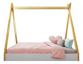Cama Infantil Juvenil Para Menina E Menino Branca/naturale Cabana Montessori Lbx