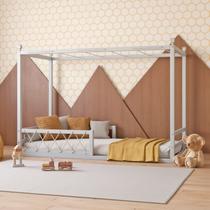 Cama Infantil Madeira Maciça 97CMX197CM Fortaleza Cinza/Prata Fina Cama Infantil Madeira Maciça 97CMX197CM Fortaleza Cinza/Prata Fina