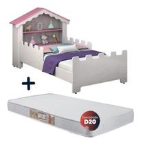 Cama Infantil Menina Princesa Magia Casa Colchão D20 - Mobigu