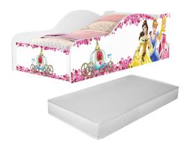 Cama Infantil Meninas Princesas Carro Castelo Docel Quarto Criança Princess Com Colchão - N&E Loja