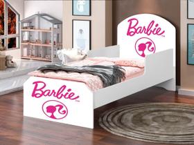 Cama Infantil Mini Branca Menina Adesivada Barbie Pink - JLB MOVEIS