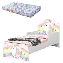 Cama Infantil Mini Com Colchão Menina Adesivada Unicórnio