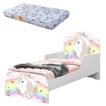 Cama Infantil Mini Com Colchão Menina Adesivada Unicórnio