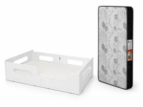 Cama Infantil Montessori Solteiro Com Proteção Lateral 100% MDF com Colchão D20 Cama Infantil Montessori Solteiro Com Proteção Lateral 100% MDF com Colchão D20