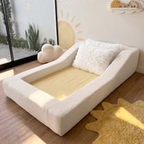 Cama Infantil Montessoriana a Vácuo Solteiro Colchão Brinde Bouclê Bege Montanaris Decor