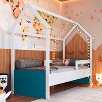 Cama Infantil Montessoriana Branco/Azul Secreto - Completa Móveis Cama Infantil Montessoriana Branco/Azul Secreto - Completa Móveis