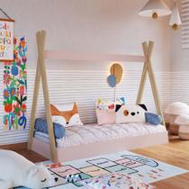Cama Infantil Montessoriana Cabana 72cm x 158cm Rosa Thaddeus Completa Móveis