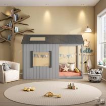 Cama Infantil Montessoriana Cabana Pkolino Cinza/Cinza Escuro