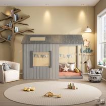 Cama Infantil Montessoriana Cabana Pkolino Cinza/Escuro Cama Infantil Montessoriana Cabana Pkolino Cinza/Escuro