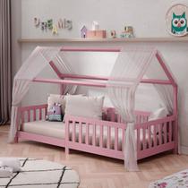 Cama Infantil Montessoriana Casa em Madeira Maciça Solteiro 90x190cm com Estrado Nina