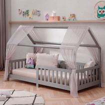 Cama Infantil Montessoriana Casa Madeira com Estrado Nina - IDIMEX