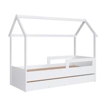 Cama Infantil Montessoriana Casinha com Auxiliar Completa Móveis Branca