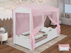 Cama Infantil Montessoriana Casinha Com Colchão e Voal