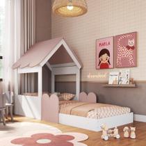 Cama Infantil Montessoriana com Casinha Infanto Branco / Rosa Milkshake