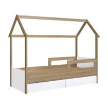 Cama Infantil Montessoriana Com Colchão Marrom e Branco
