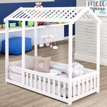 Cama Infantil Montessoriana com Grade Bruna Branco + Colchão - MadBaby